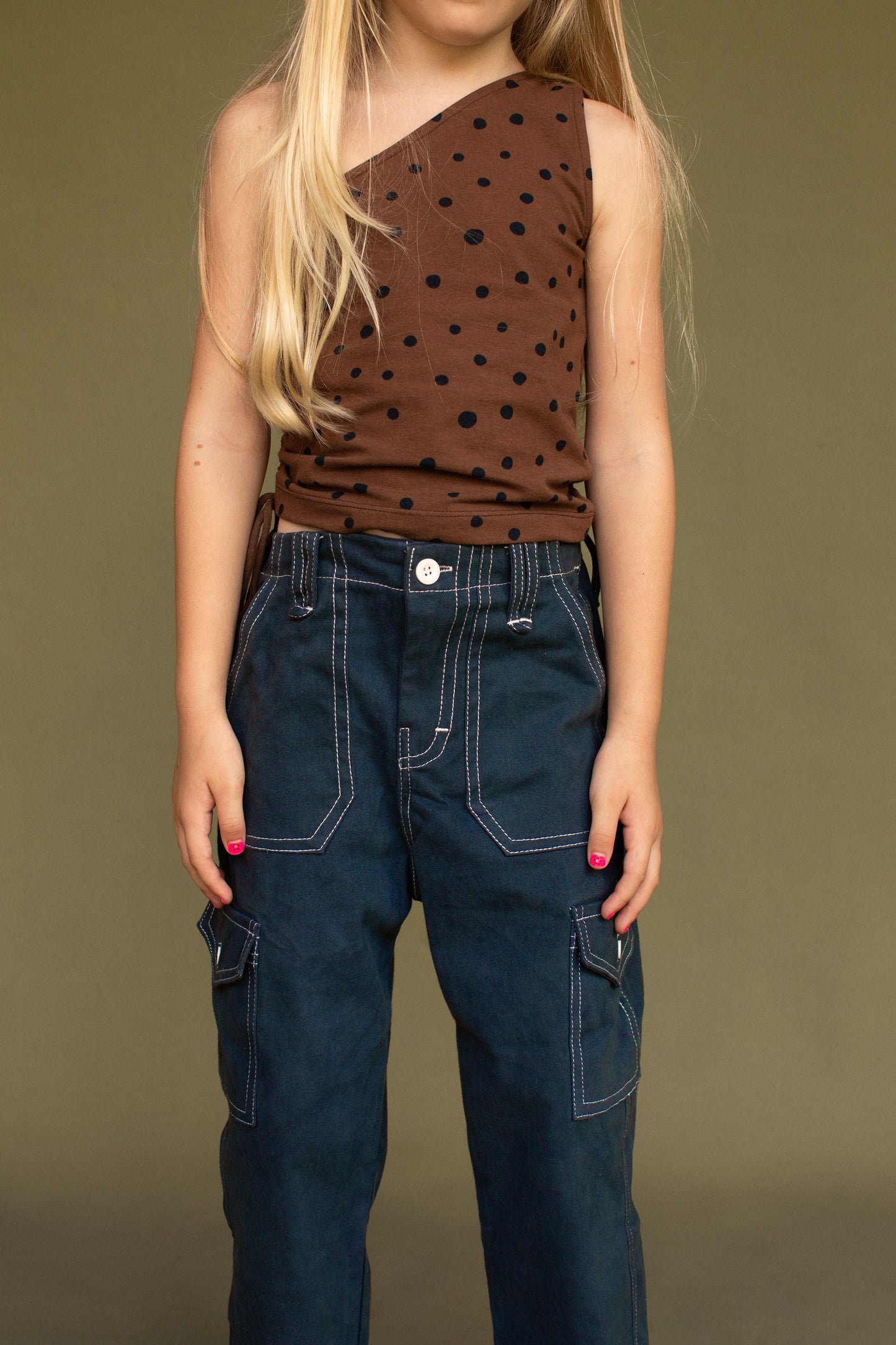 LILY ONE SHOULDER TOP DOT BROWN - nikasgotsoul