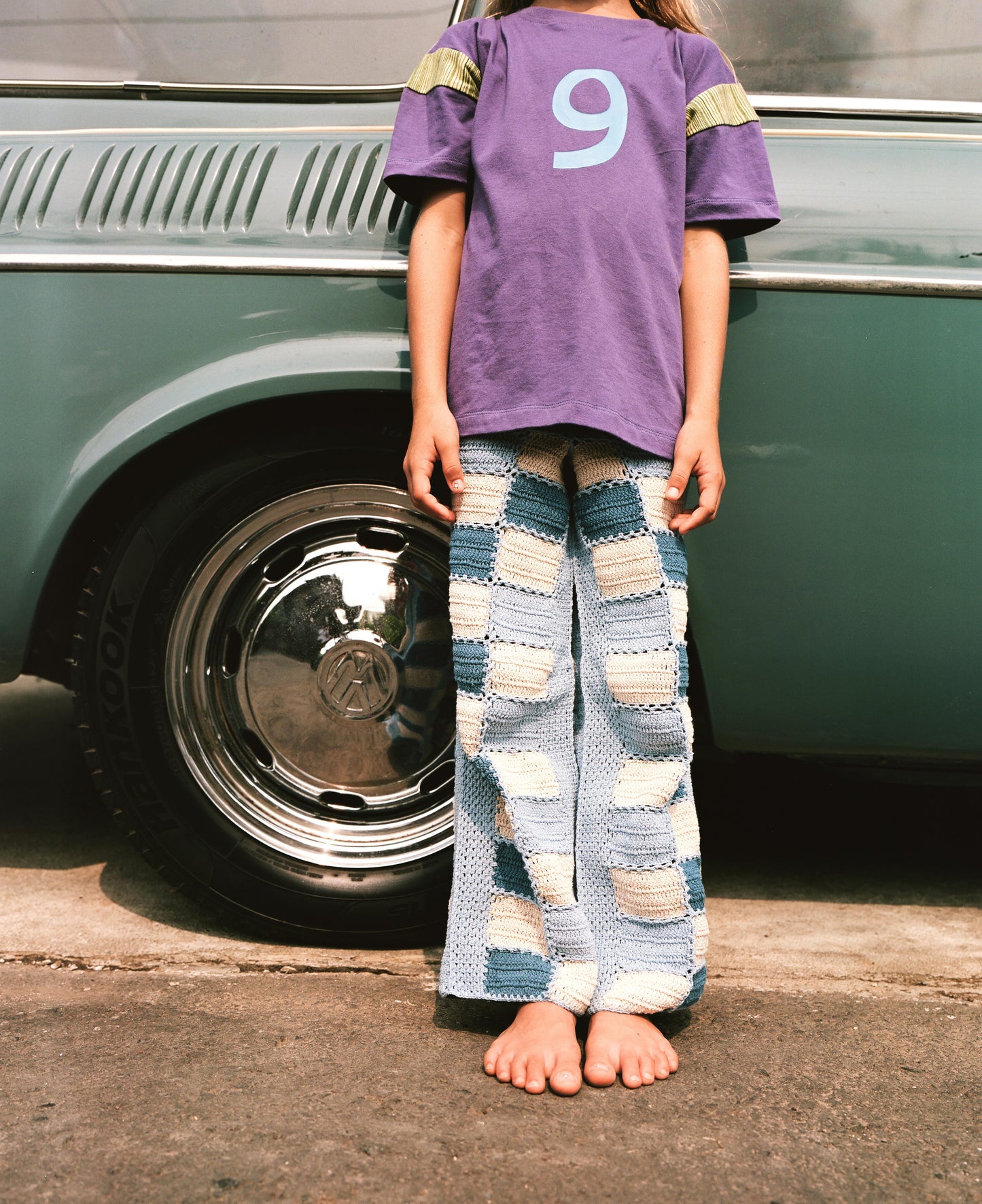 MAGIC PATCH CROCHET PANTS HAND MADE - BLUE - nikasgotsoul