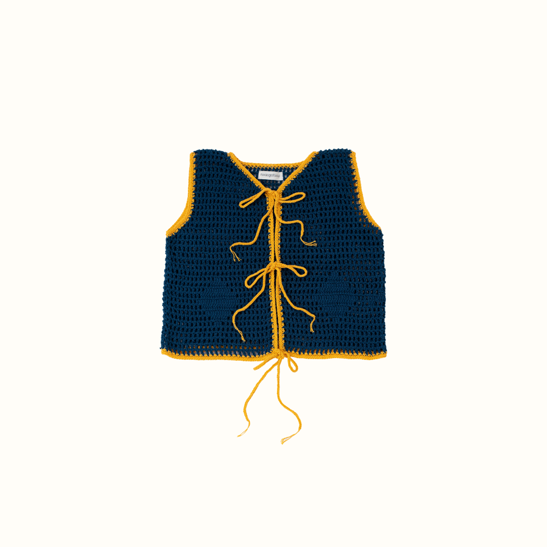 ALOHA DIAMOND CROCHET VEST NAVY - nikasgotsoul