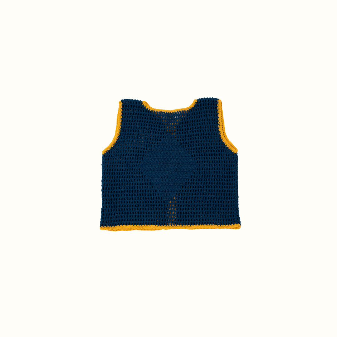 ALOHA DIAMOND CROCHET VEST NAVY - nikasgotsoul