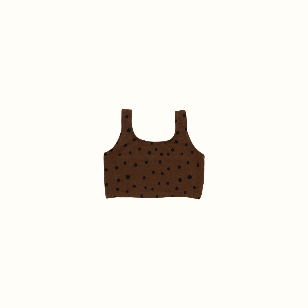 DAISY DOTS CROP TANK TOP BROWN - nikasgotsoul
