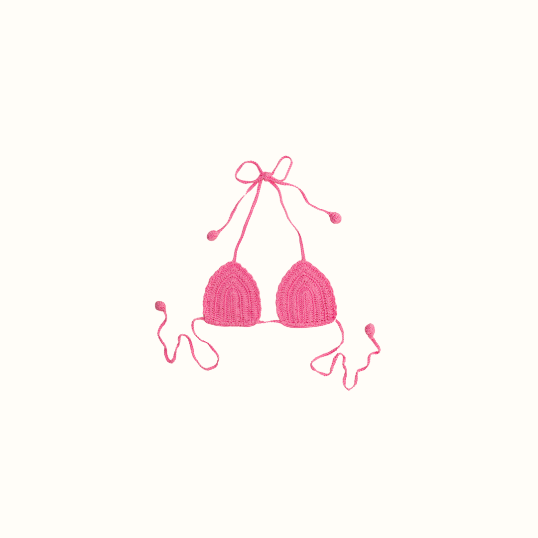 JOY CROCHET BIKINI TOP PINK - nikasgotsoul