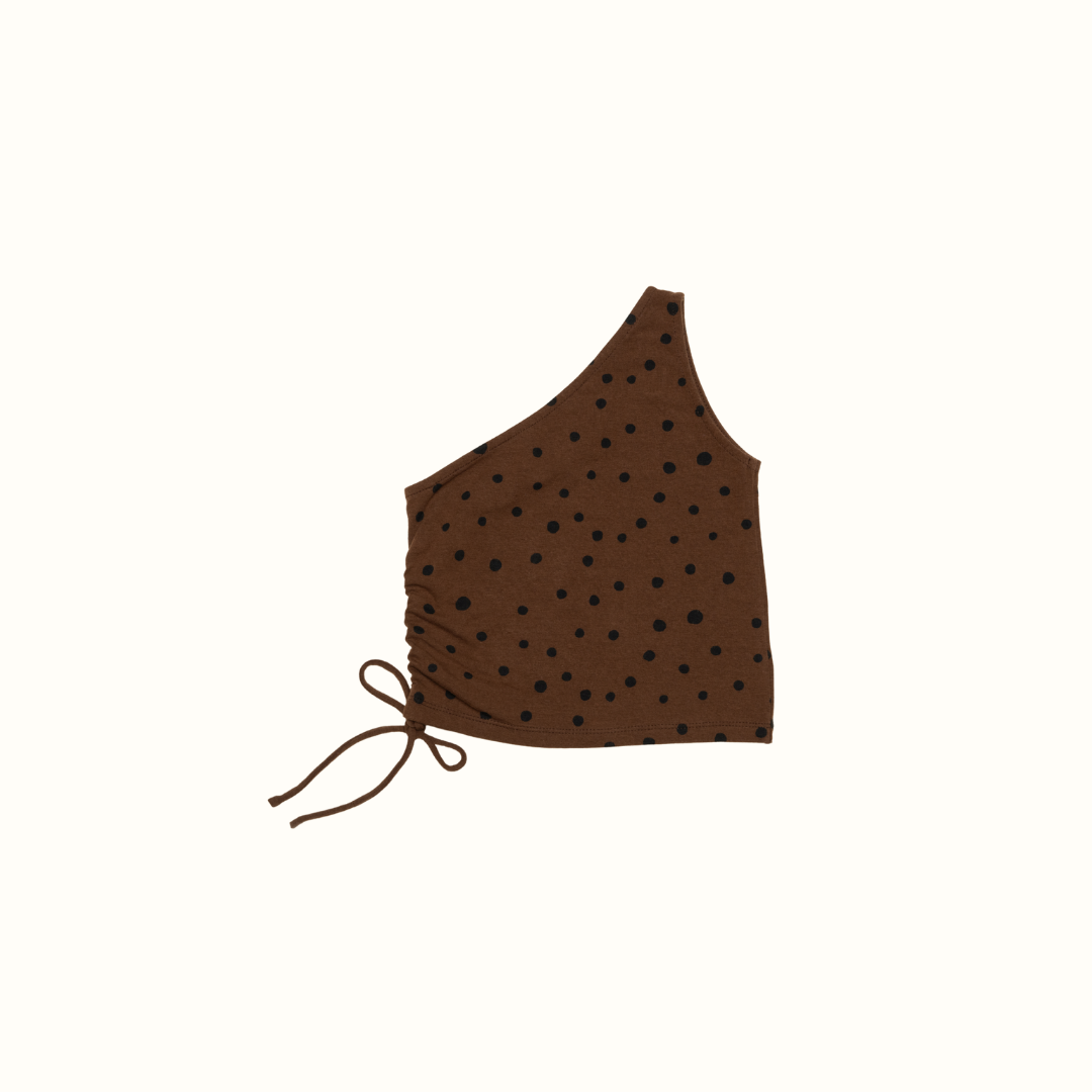 LILY ONE SHOULDER TOP DOT BROWN - nikasgotsoul