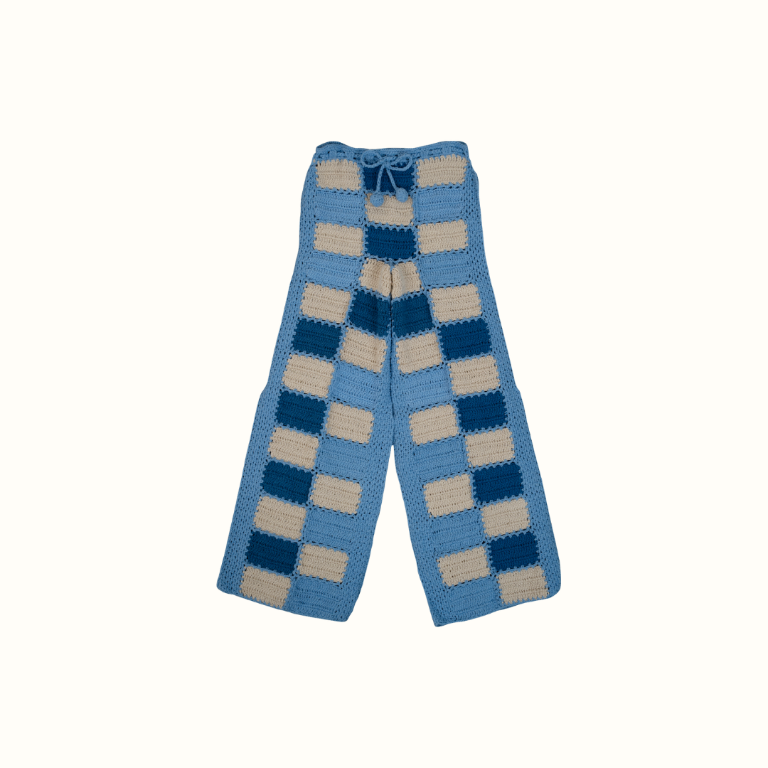 MAGIC PATCH CROCHET PANTS HAND MADE - BLUE - nikasgotsoul