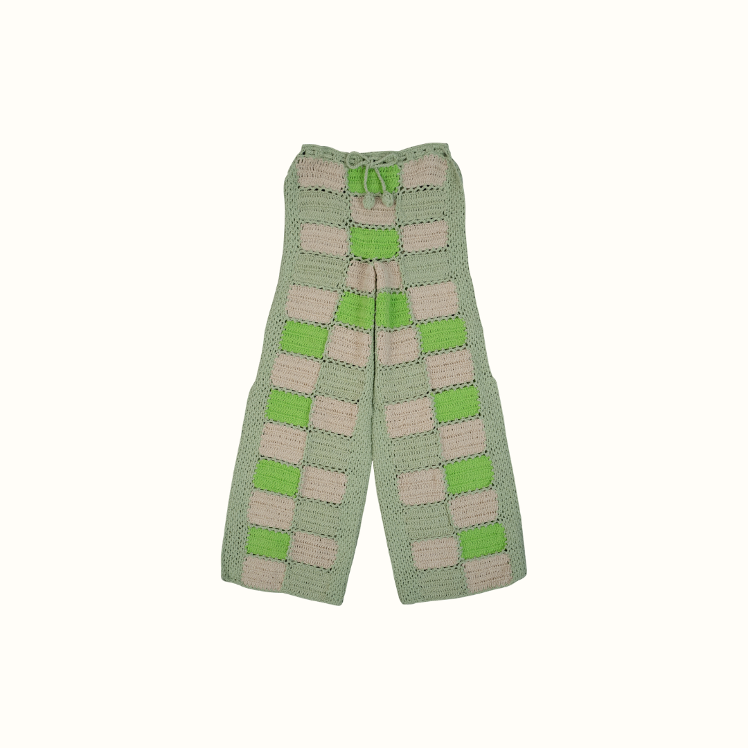 MAGIC PATCH CROCHET PANTS HANDMADE - NEON GREEN - nikasgotsoul