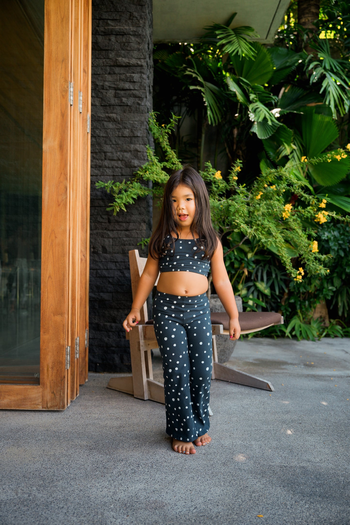 SUNNY DOTS FLARE PANTS NAVY - nikasgotsoul
