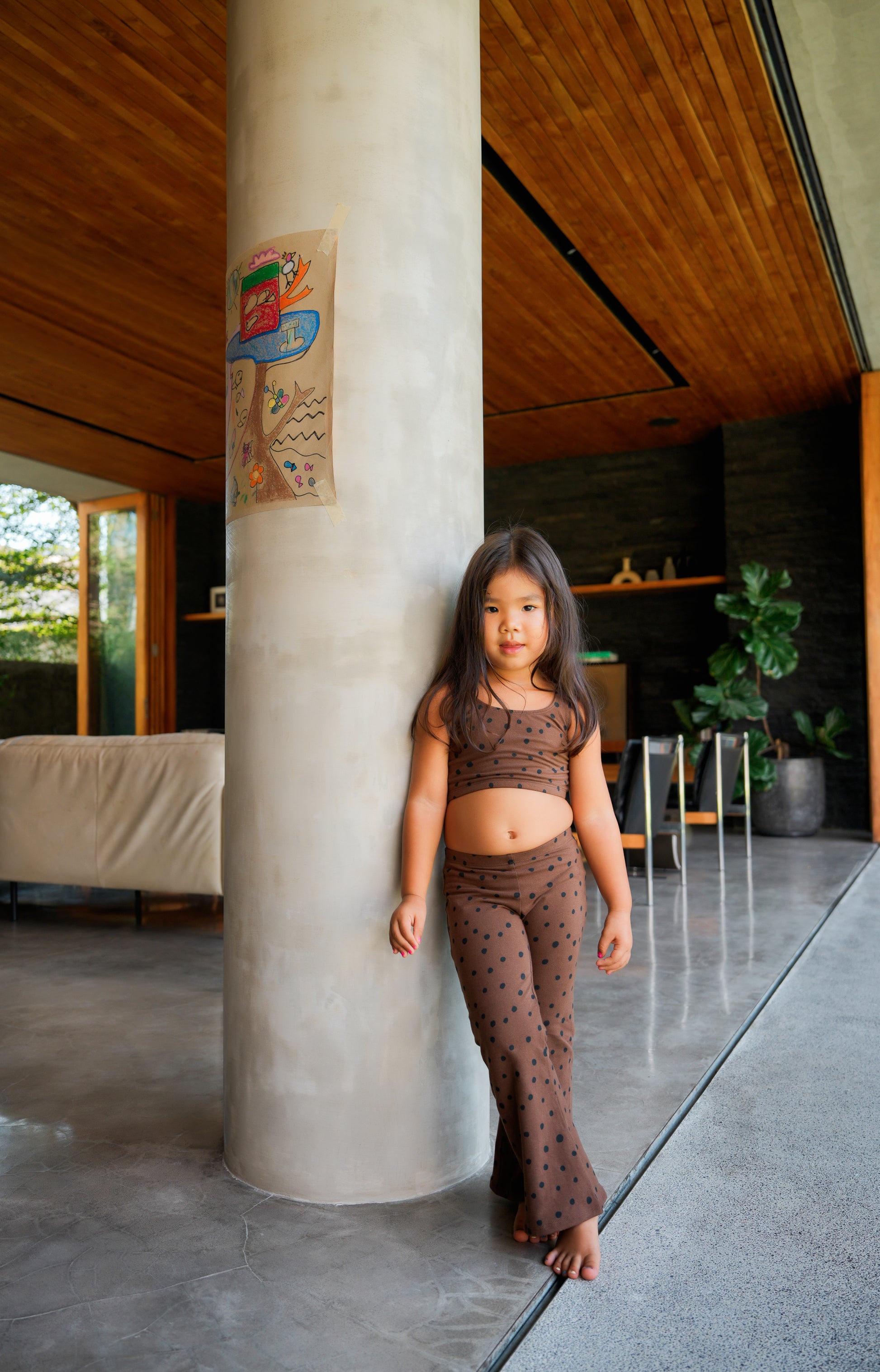SUNNY DOTS FLARE PANTS BROWN - nikasgotsoul