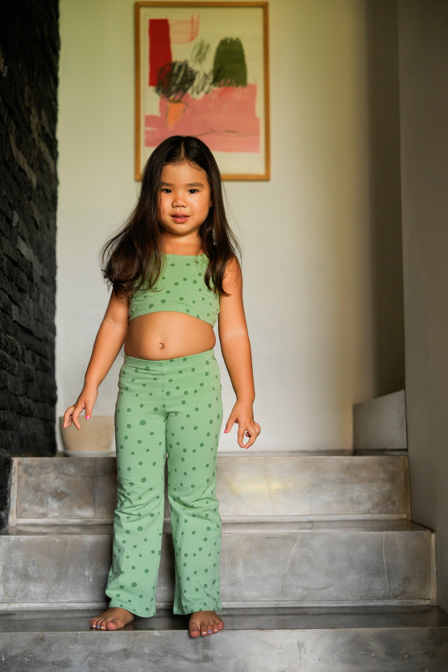 SUNNY DOTS FLARE PANTS GREEN - nikasgotsoul