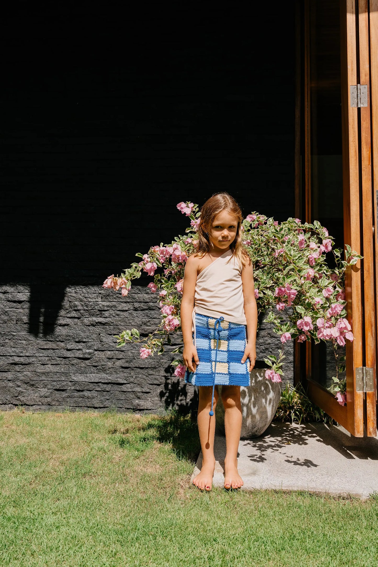 SUNFLOWER PATCH CROCHET SKIRT BLUE - nikasgotsoul