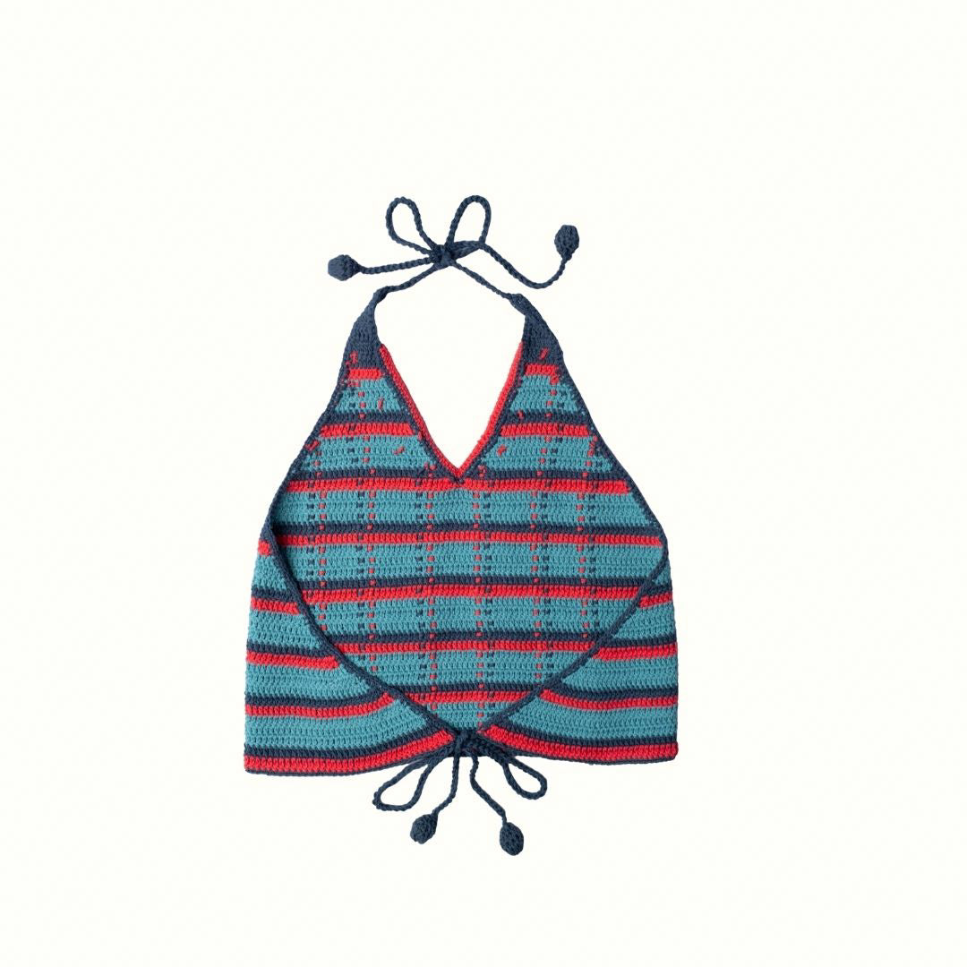 SUMMER BEACH CROCHET TOP HANDMADE - BLUE