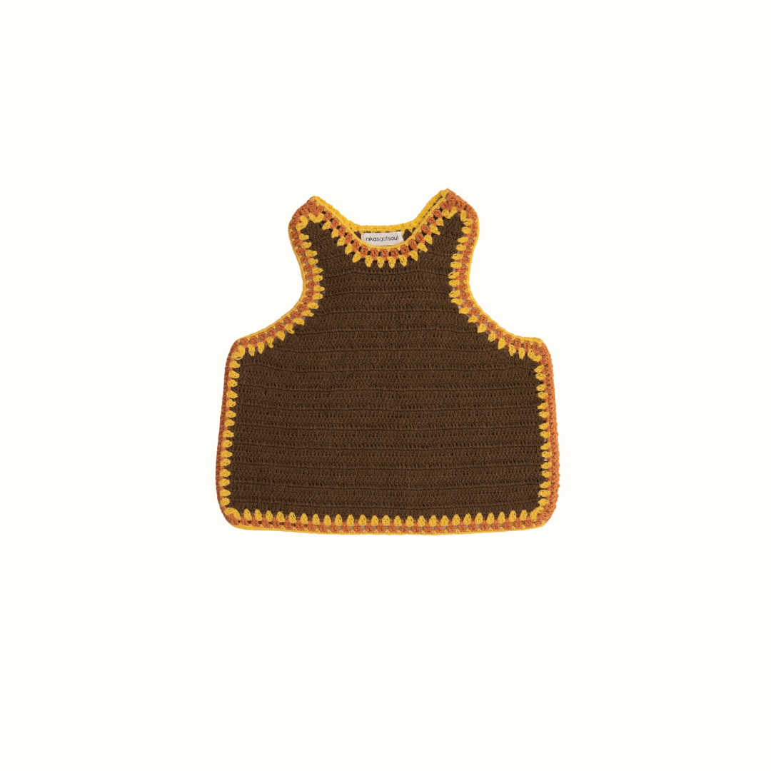 SANTI CROCHET RUNNING TOP HANDMADE - BROWN - nikasgotsoul