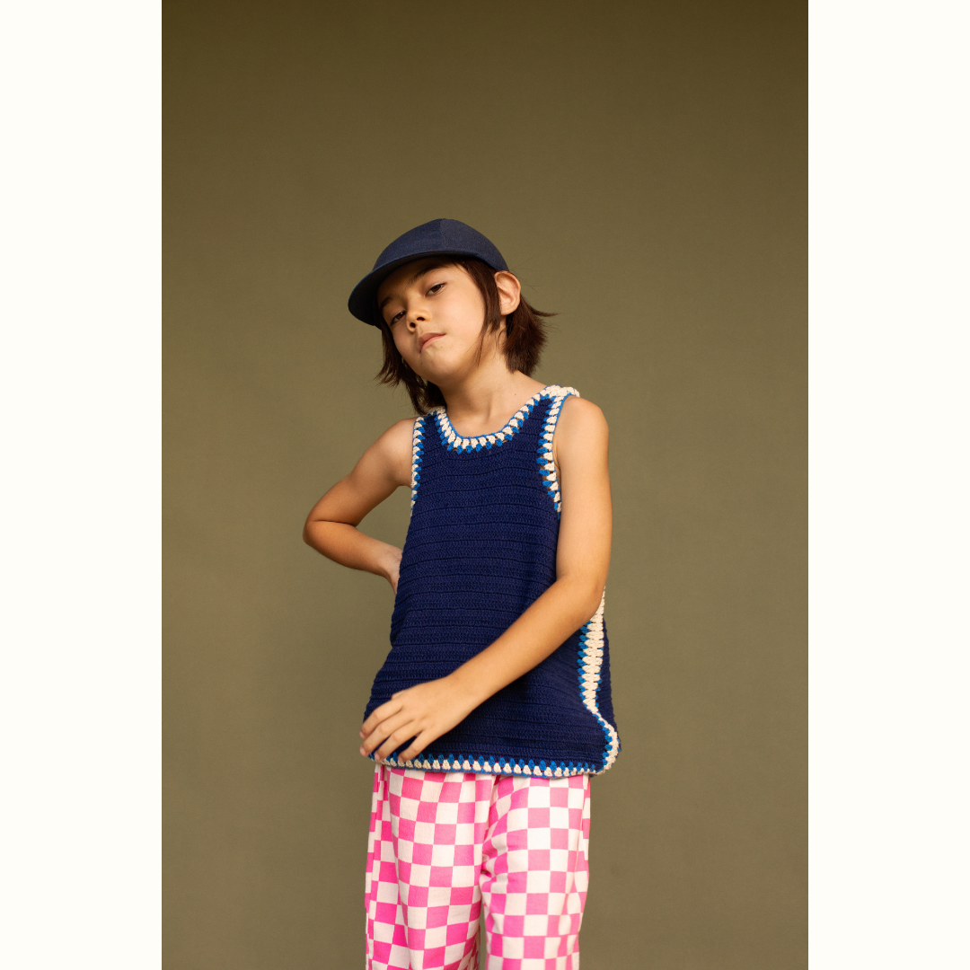 SANTI CROCHET RUNNING TOP HANDMADE - NAVY - nikasgotsoul