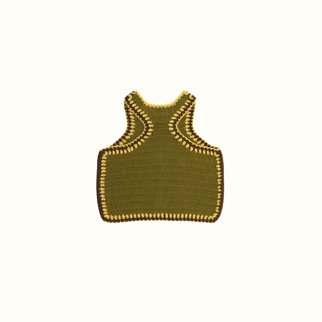 SANTI CROCHET RUNNING TOP HANDMADE - KHAKI - nikasgotsoul