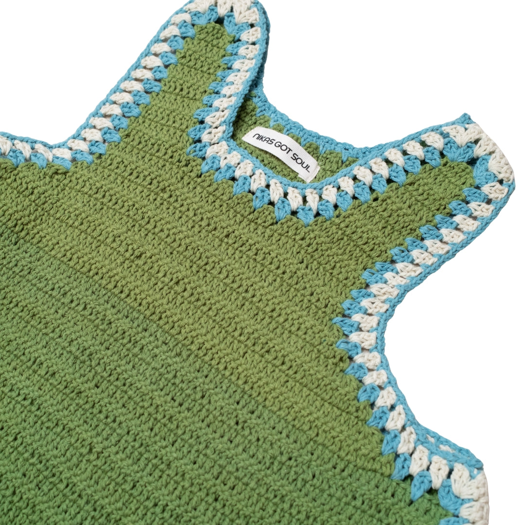 SANTI CROCHET RUNNING TOP HANDMADE - KHAKI GREEN - nikasgotsoul