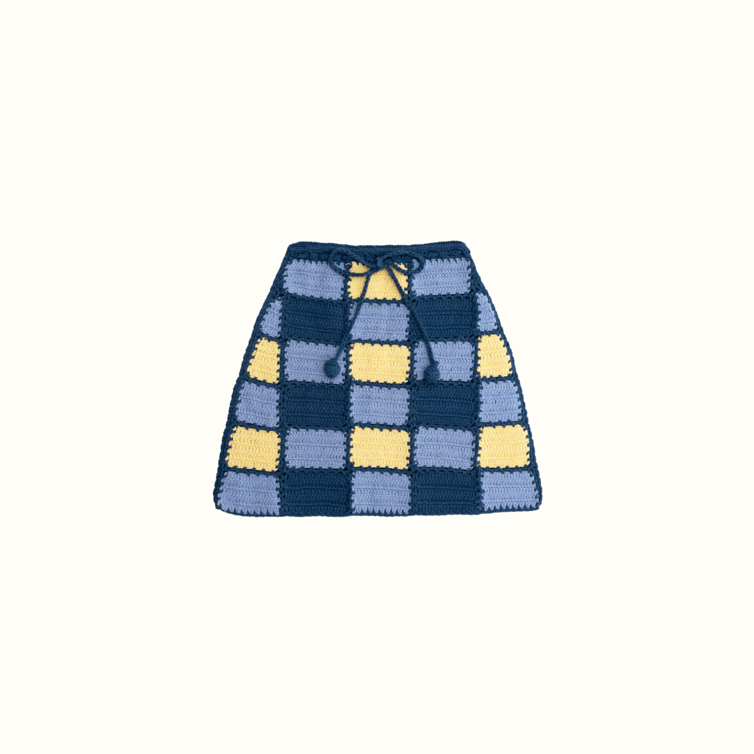 SUNFLOWER PATCH CROCHET SKIRT BLUE - nikasgotsoul