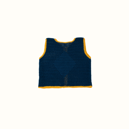 ALOHA DIAMOND CROCHET VEST NAVY - nikasgotsoul
