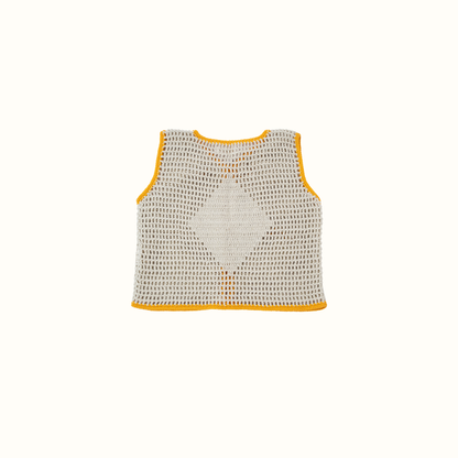 ALOHA DIAMOND CROCHET VEST OFF WHITE - nikasgotsoul