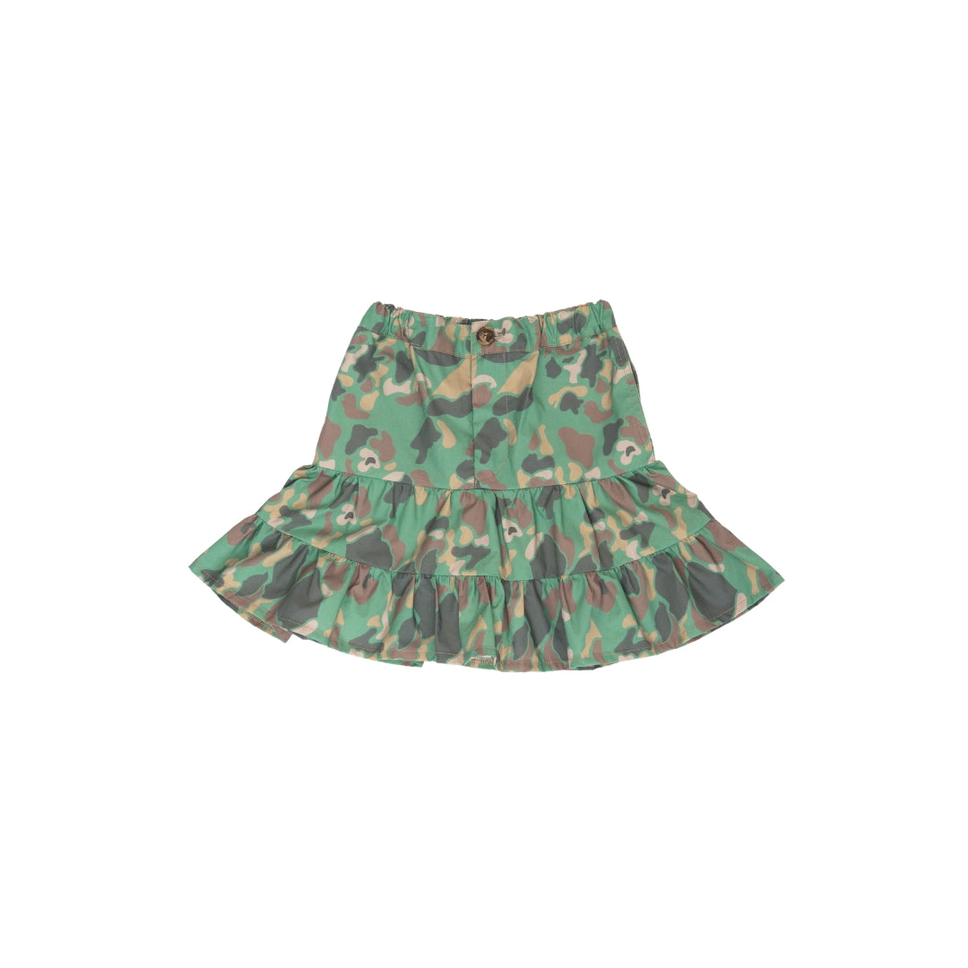 CAMO RUFFLED SKIRT - KHAKI GREEN - nikasgotsoul
