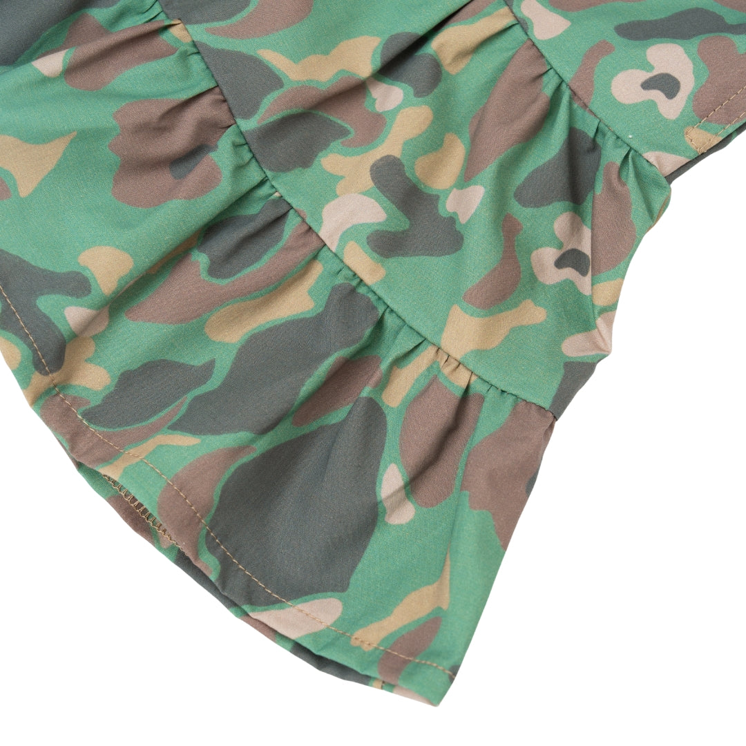 CAMO RUFFLED SKIRT - KHAKI GREEN - nikasgotsoul