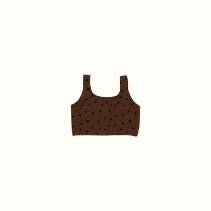 DAISY DOTS CROP TANK TOP BROWN - nikasgotsoul