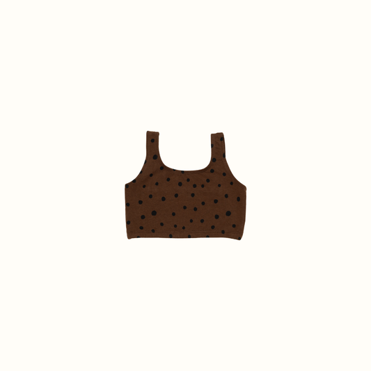 DAISY DOTS CROP TANK TOP BROWN - nikasgotsoul