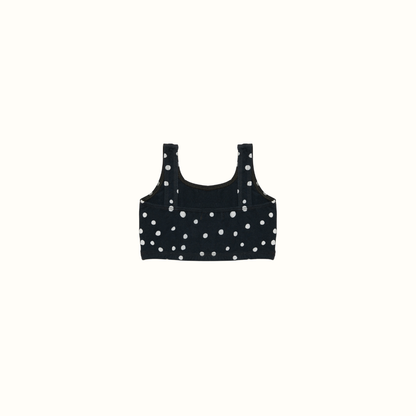 DAISY DOTS CROP TANK TOP NAVY - nikasgotsoul