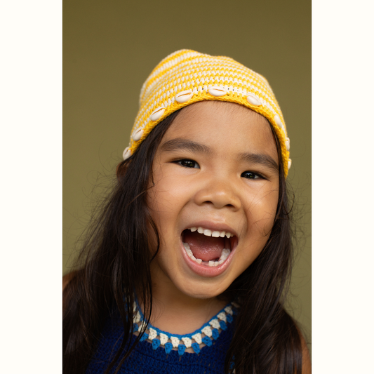 ELFIN SHELL CROCHET HAT YELLOW - nikasgotsoul