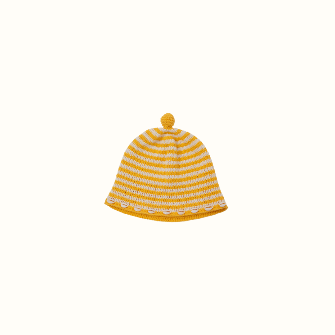 ELFIN SHELL CROCHET HAT YELLOW - nikasgotsoul