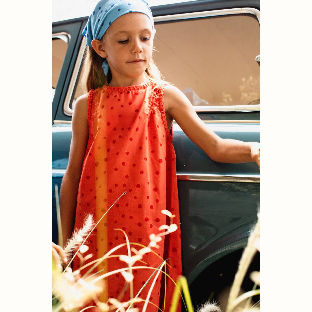 HAZE DOTS  CROCHET DETAILED DRESS - TERRACOTTA - nikasgotsoul