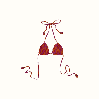 JOY CROCHET BIKINI TOP HAND MADE - ORANGE PINK - nikasgotsoul