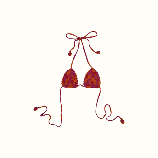 JOY CROCHET BIKINI TOP HAND MADE - ORANGE PINK - nikasgotsoul