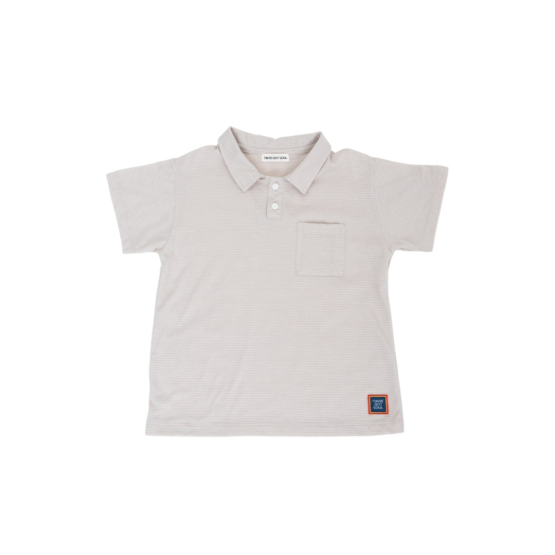 LUCAS POLO STRIPE TOP - LIGHT GREY - nikasgotsoul