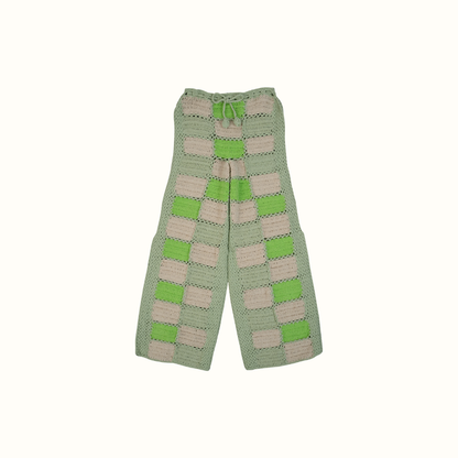 MAGIC PATCH CROCHET PANTS  HANDMADE - NEON GREEN - nikasgotsoul