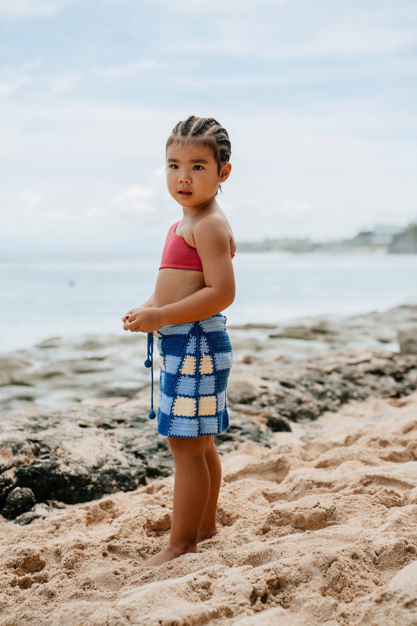 SUNFLOWER PATCH CROCHET SKIRT BLUE