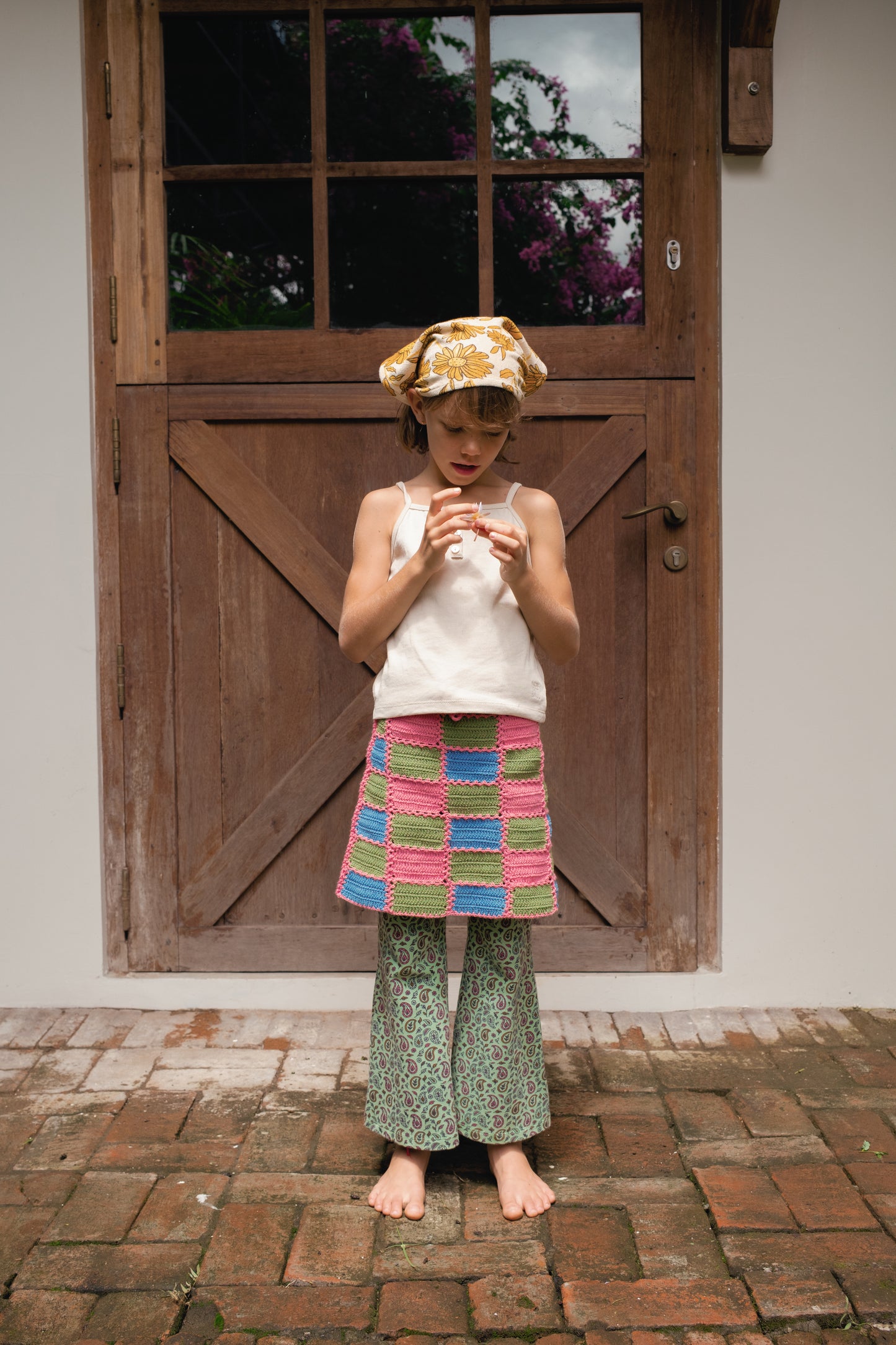 SUNNY PAISLEY FLARE PANTS - GREEN