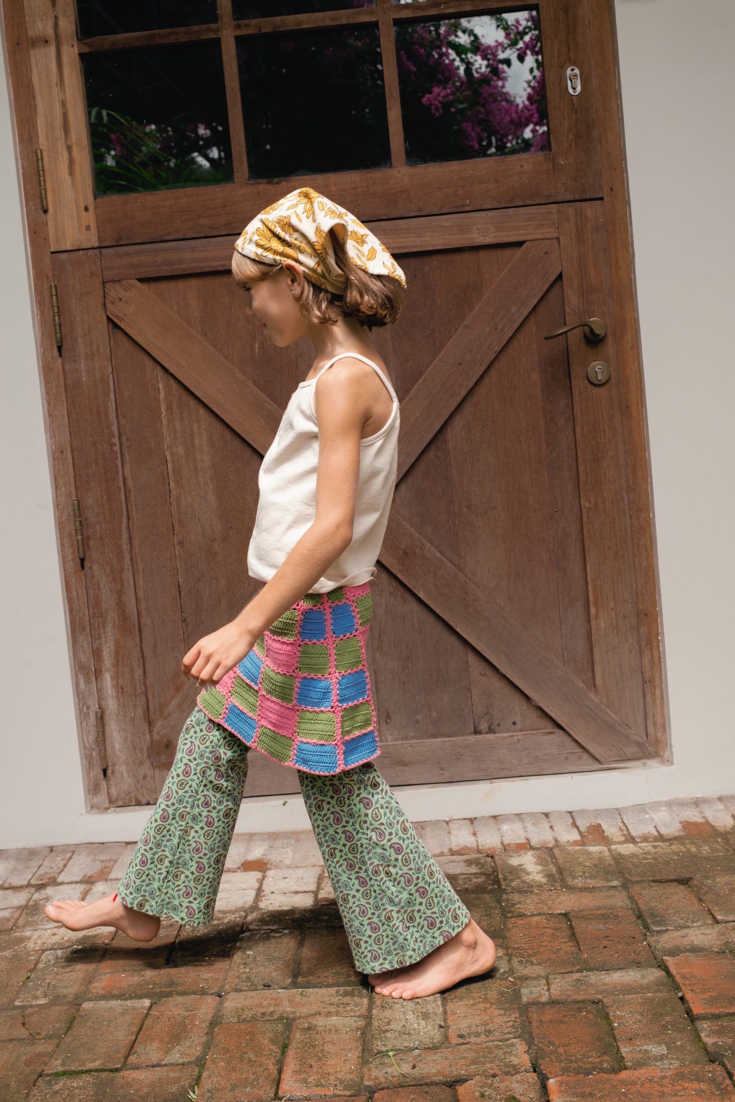 SUNNY PAISLEY FLARE PANTS - GREEN