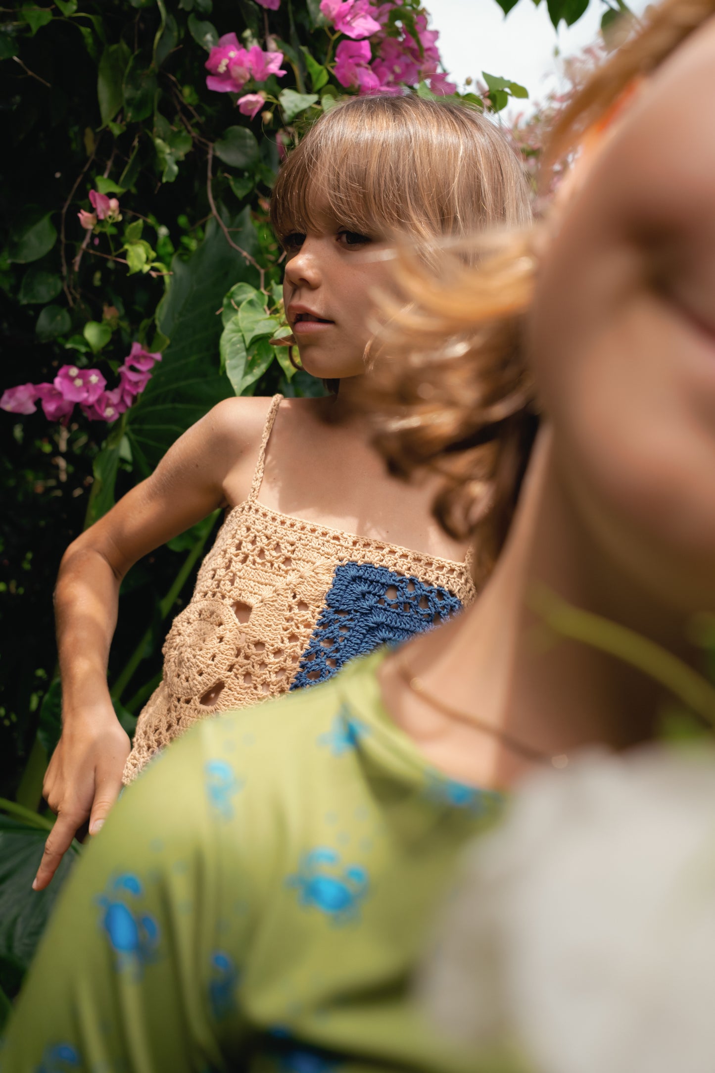 COCO TWIN CROCHET TUBE TOP - BEIGE-NAVY