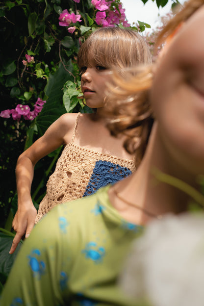 COCO TWIN CROCHET TUBE TOP - BEIGE-NAVY