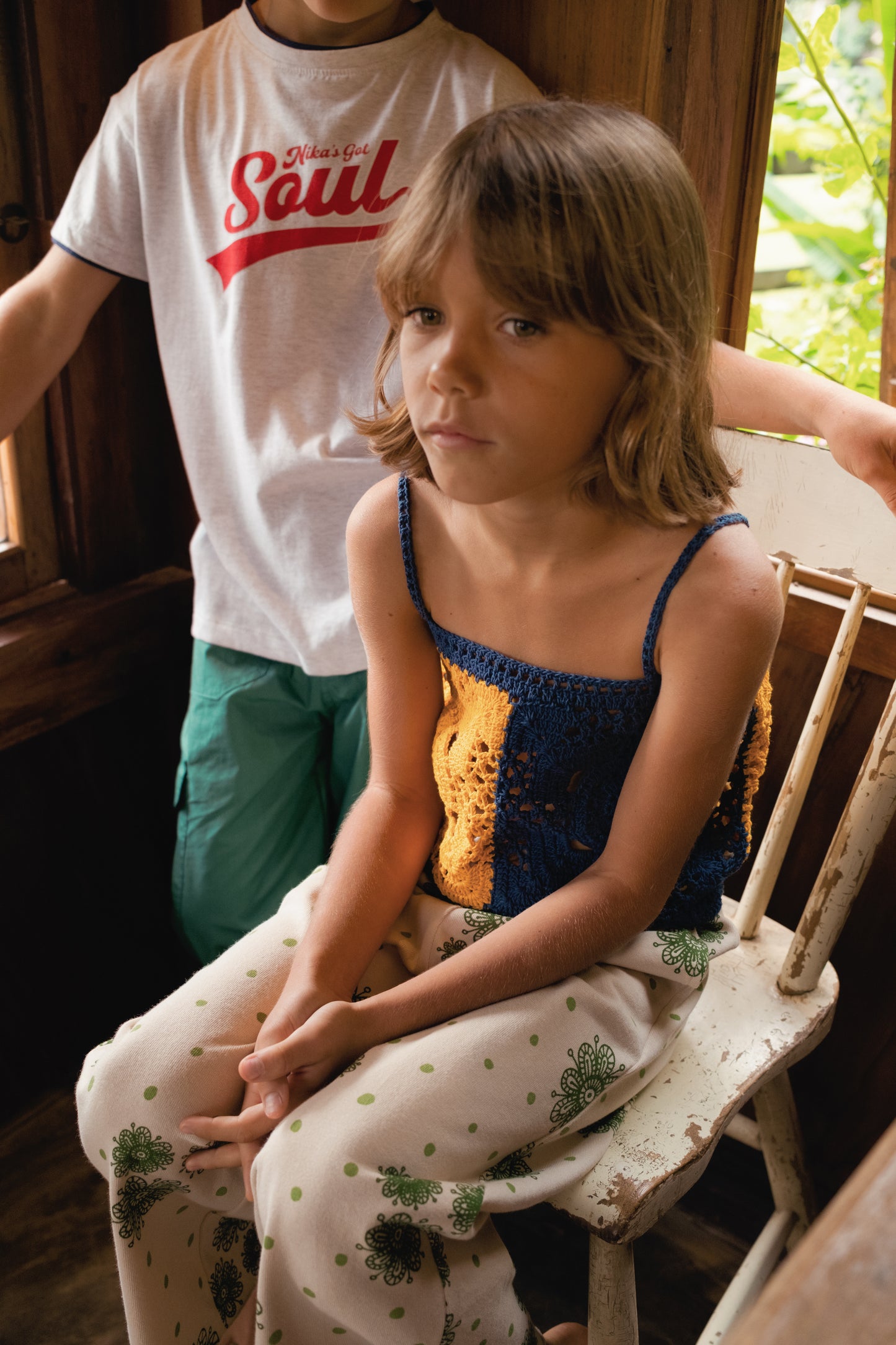 COCO TWIN CROCHET TUBE TOP - NAVY-YELLOW