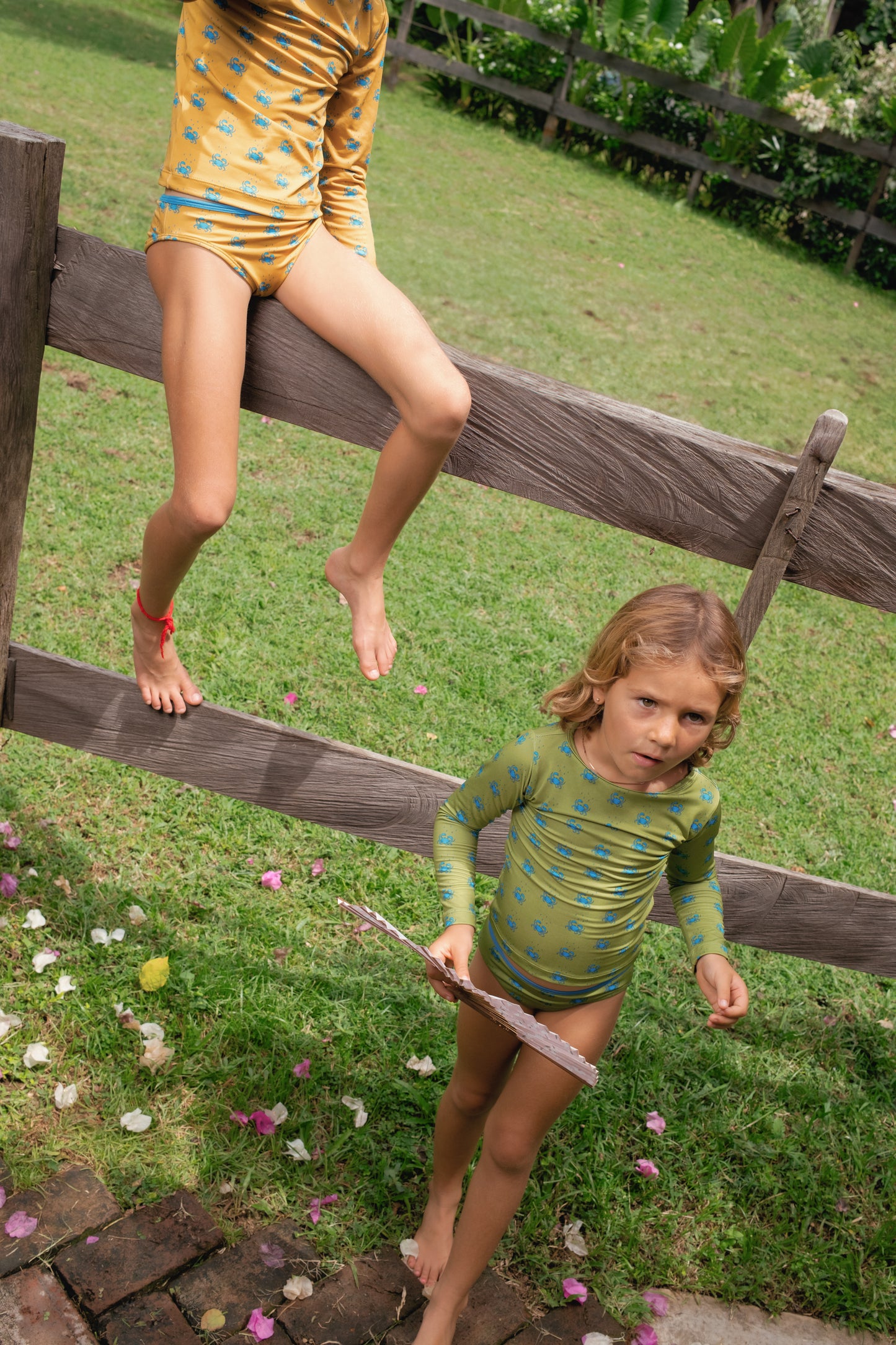 LULU CRAB LONG SLEEVES BIKINI SET - KHAKI