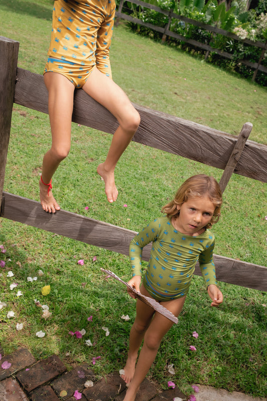 LULU CRAB LONG SLEEVES BIKINI SET - KHAKI