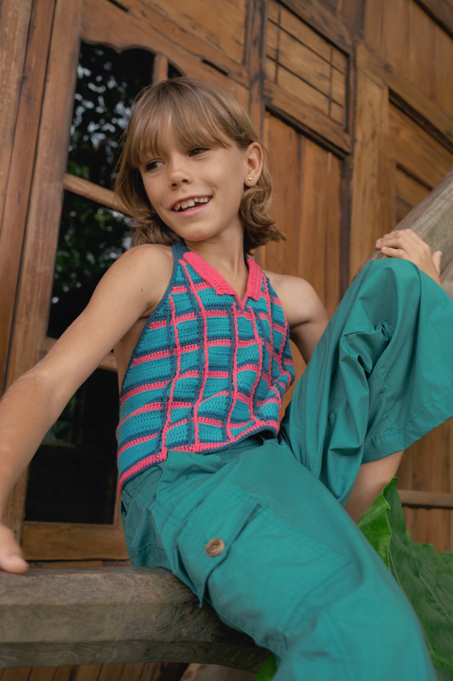 SUMMER BEACH CROCHET TOP HANDMADE - BLUE