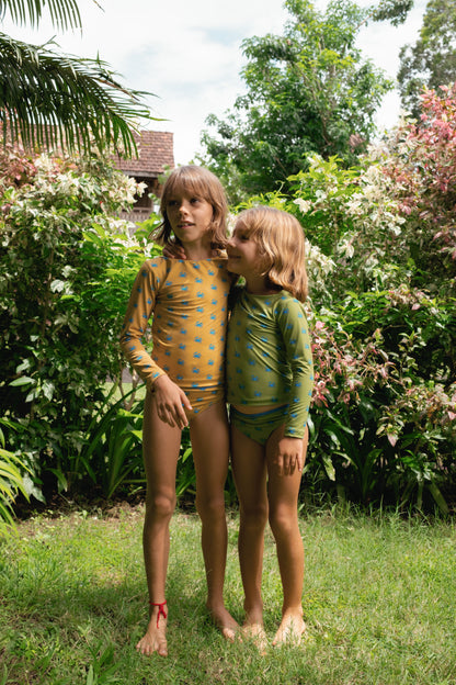 LULU CRAB LONG SLEEVES BIKINI SET - KHAKI