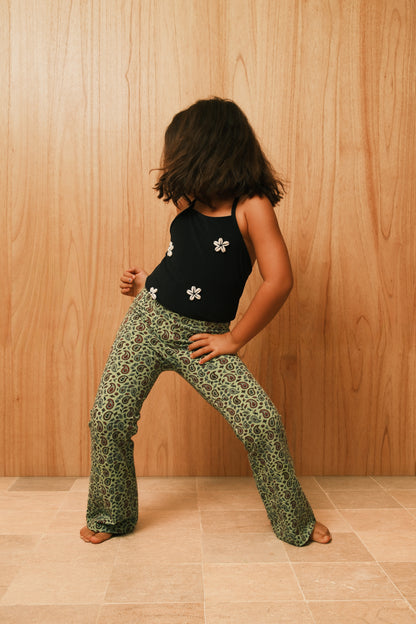 SUNNY PAISLEY FLARE PANTS - GREEN
