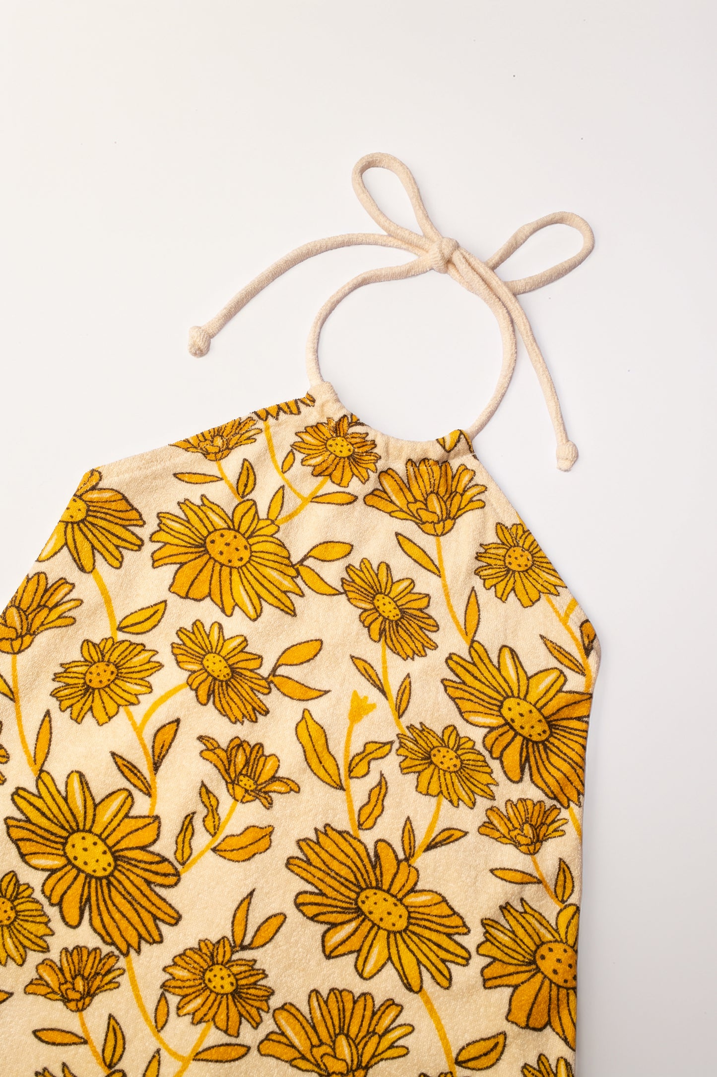 SUNFLOWER HALTER TERRY DRESS - IVORY
