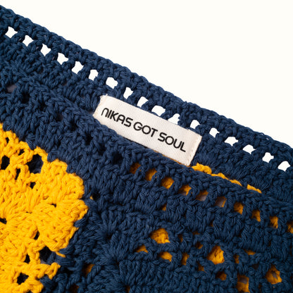 COCO TWIN CROCHET TUBE TOP - NAVY-YELLOW
