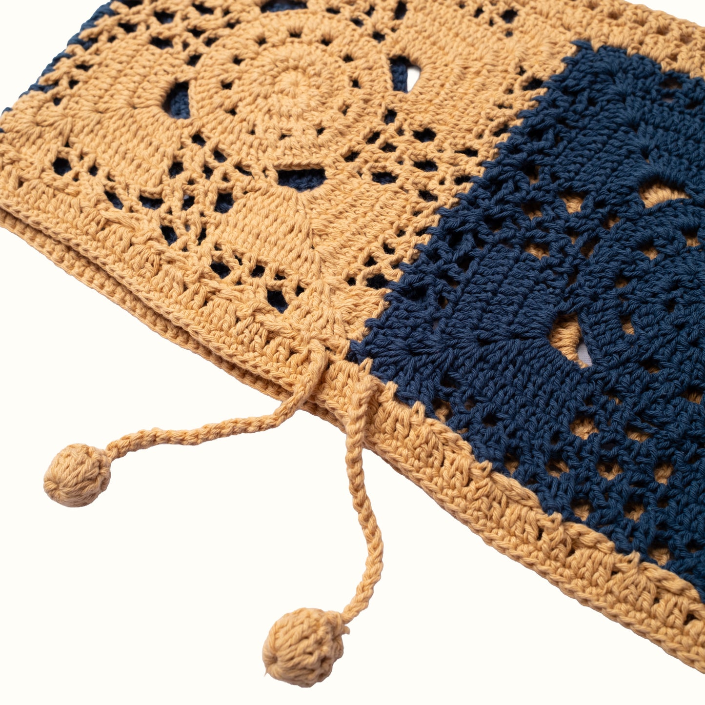 COCO TWIN CROCHET TUBE TOP - BEIGE-NAVY