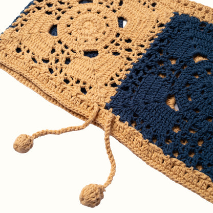 COCO TWIN CROCHET TUBE TOP - BEIGE-NAVY