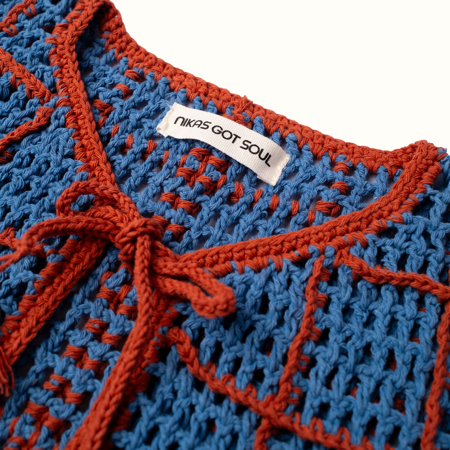 ALOHA CHECKER CROCHET VEST - BLUE