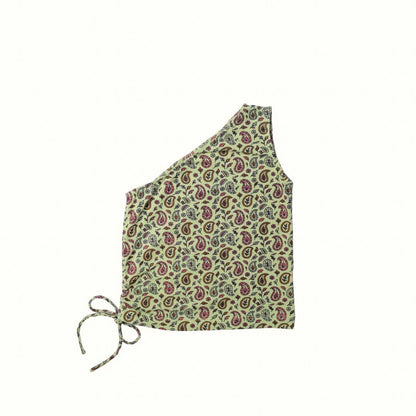 LILY PAISLEY ONE SHOULDER TOP - GREEN
